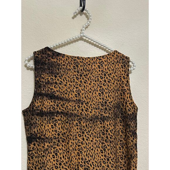 Chicos Animal Print Top Size 1 US Medium Sparkly Jungle Cat Blouse Tank Vintage - Picture 9 of 10